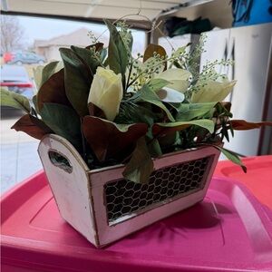 Rustic White Floral Arrangement Basket